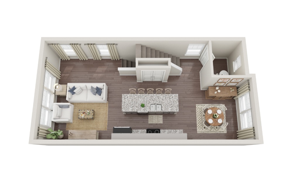 G - 3 bedroom floorplan layout with 3.5 baths and 1555 square feet. (Floor 2)