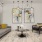 a lounge area seating and art on the wall