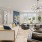 lounge with seating table and chandelier