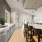 kitchen with grey cabinets and stainless steel appliances