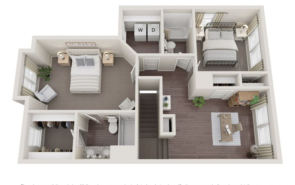 B1 - 2 bedroom floorplan layout with 2.5 baths and 1413 square feet. (Floor 2)