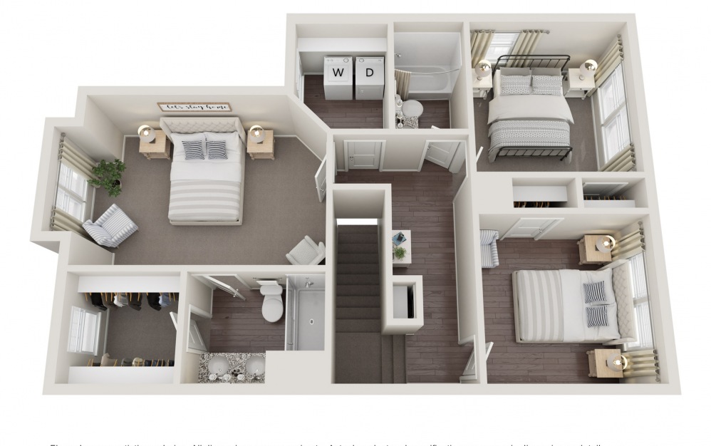 B2 - 3 bedroom floorplan layout with 2.5 baths and 1413 square feet. (Floor 2)