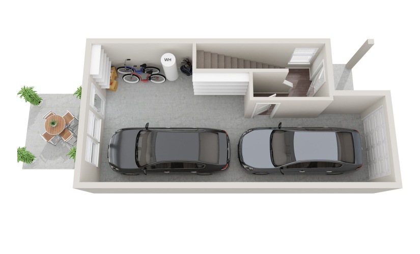 F - 2 bedroom floorplan layout with 2.5 bathrooms and 1274 square feet