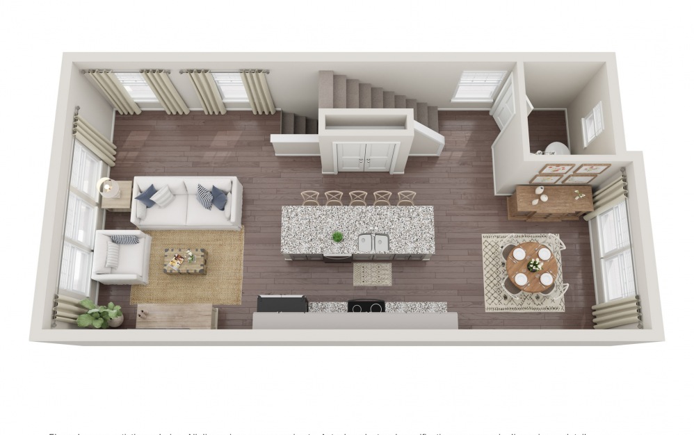 F - 2 bedroom floorplan layout with 2.5 baths and 1274 square feet. (Floor 2)