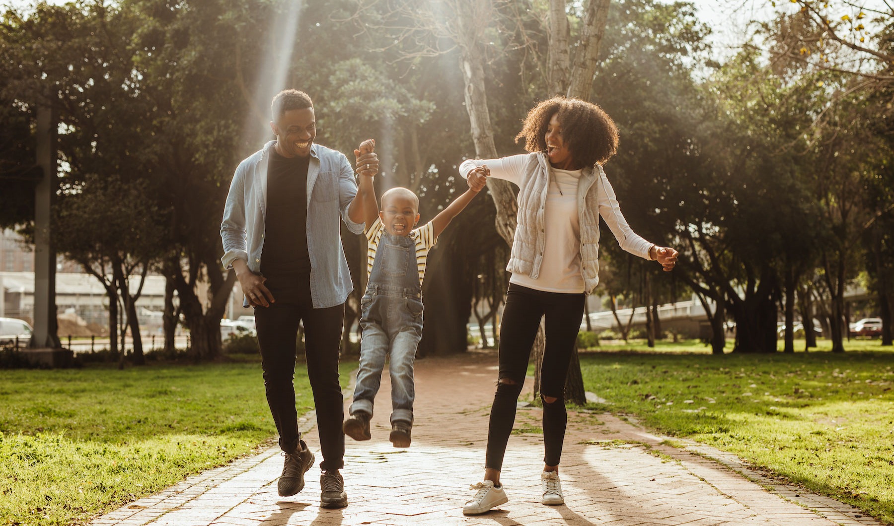 Lifestyle Family taking a walk in the park